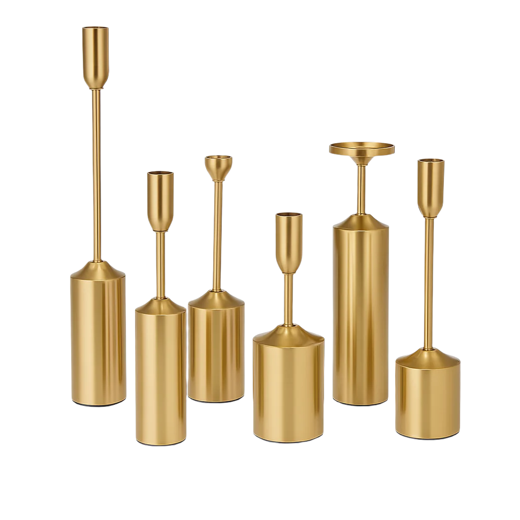 Modern Luxe Metal Candle Holder Set