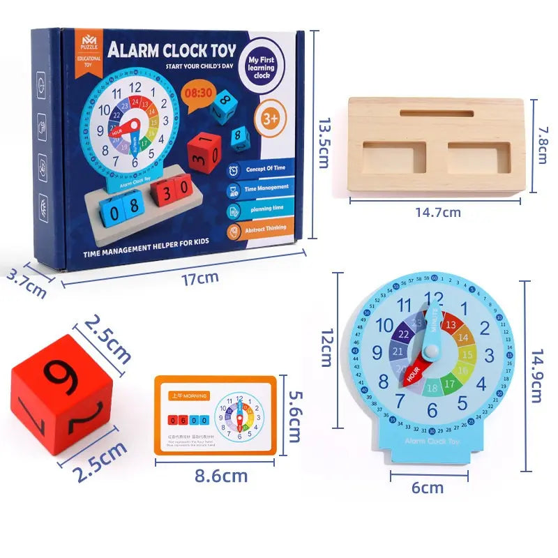 Wooden Alarm Clock – Educational Toy for Kids