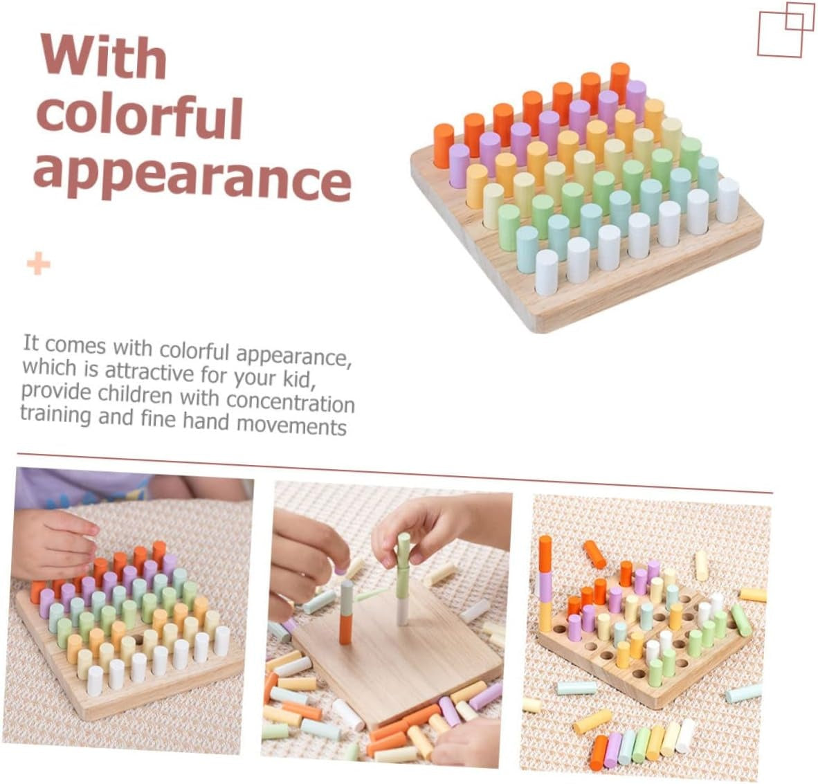 Wooden Color Sorting and Stacking Toy Set