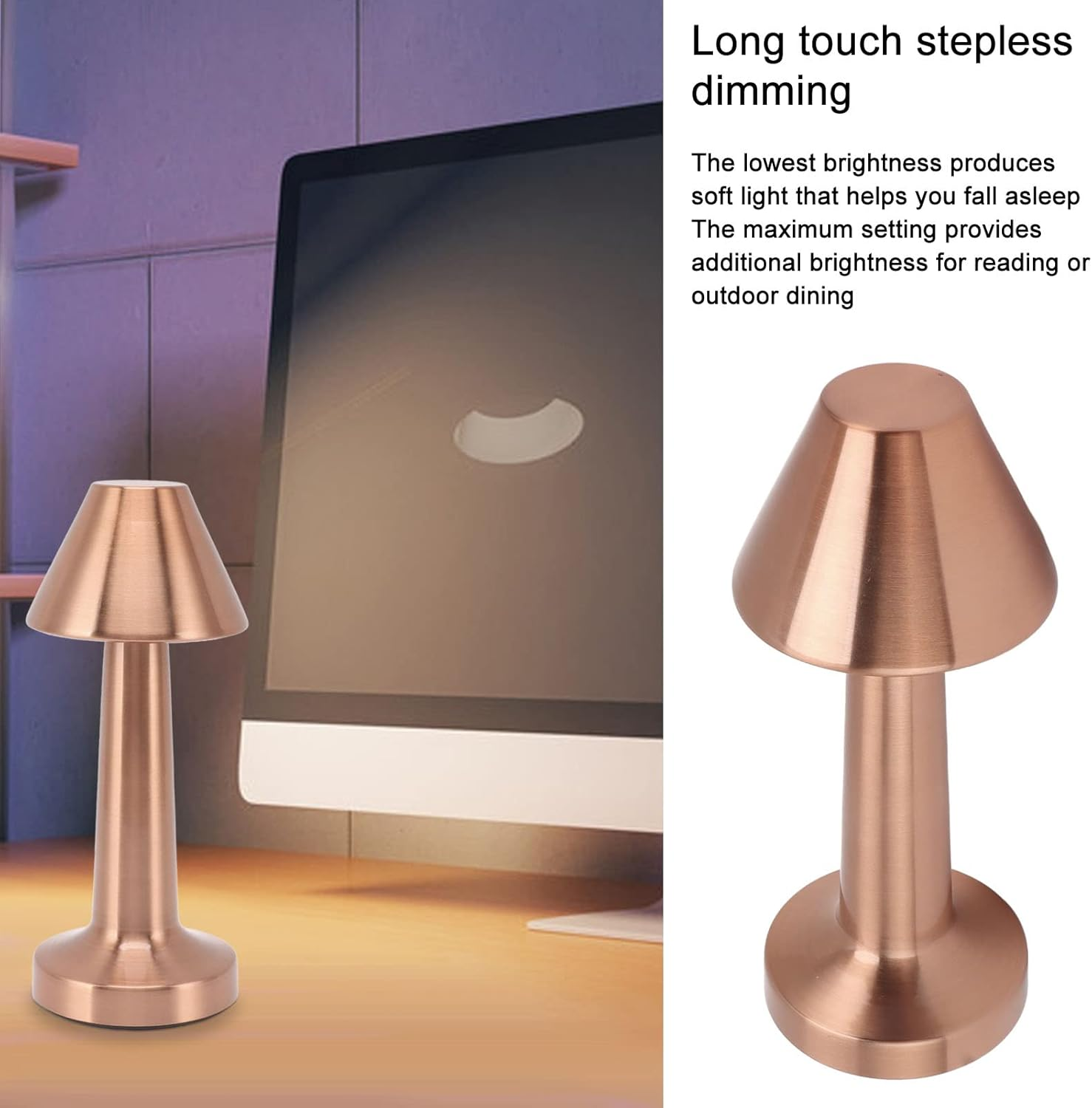 Rose Gold Cordless Table Lamp