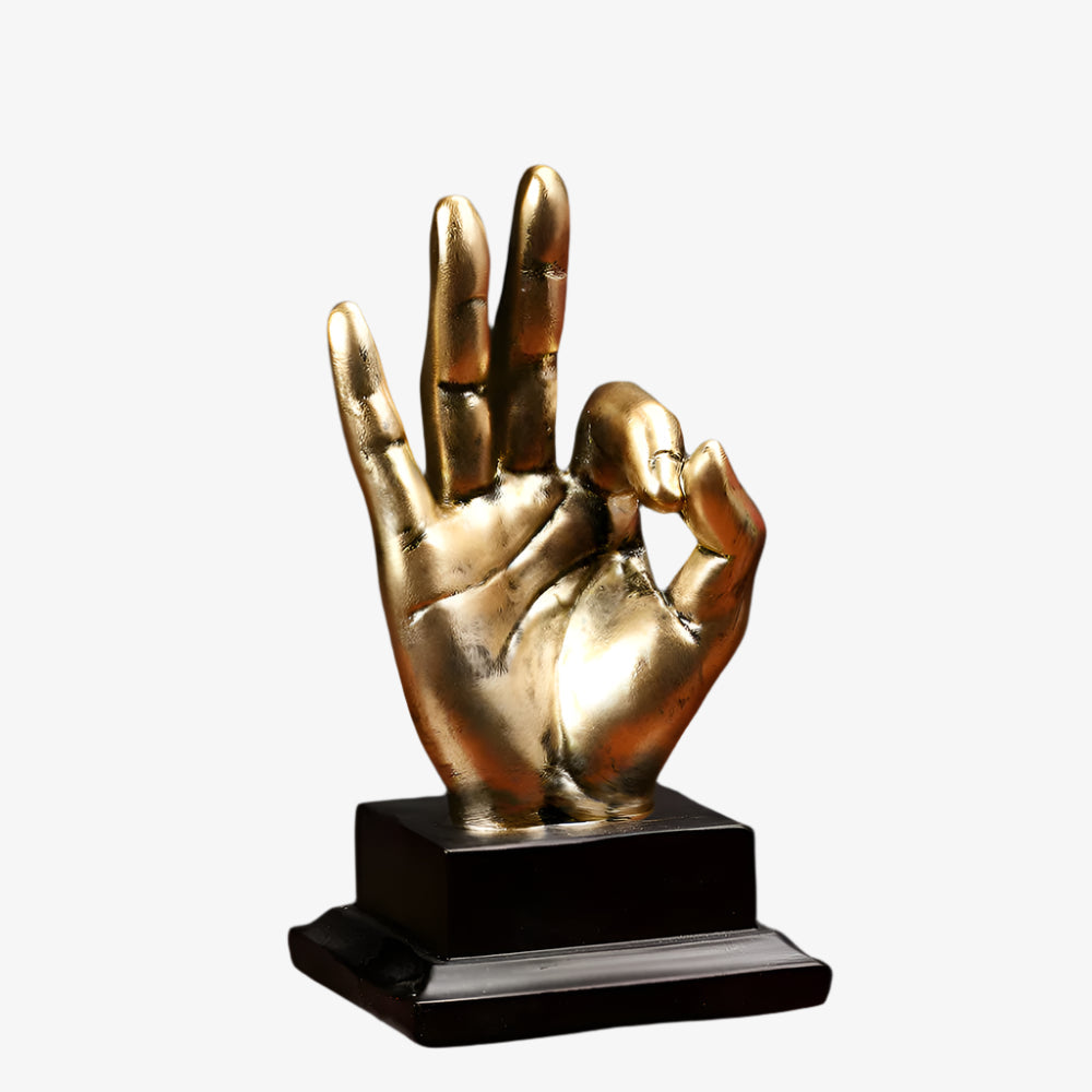 Antique Golden Hand Mudra Statue