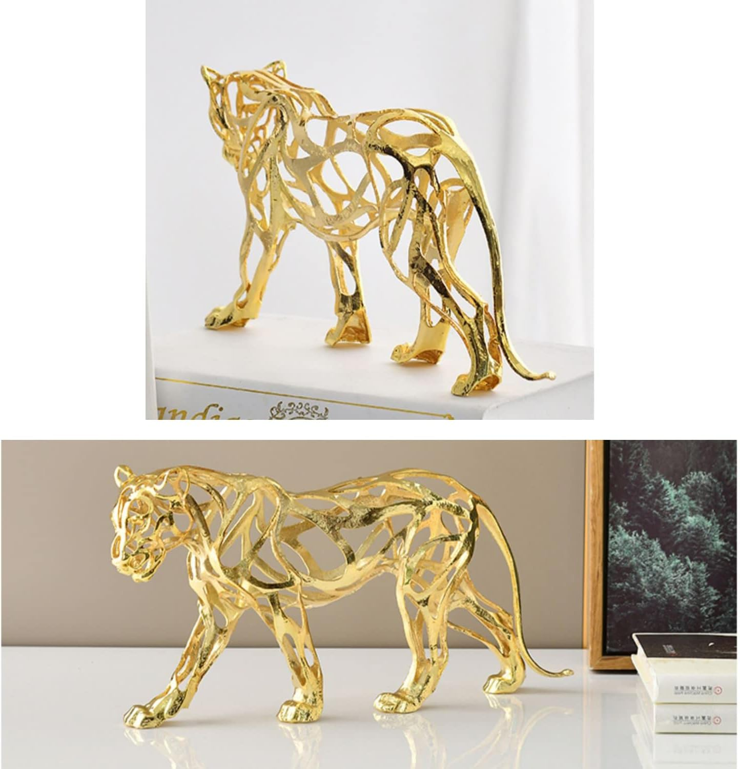 Golden Lion Sculpture – Elegant Modern Home Décor