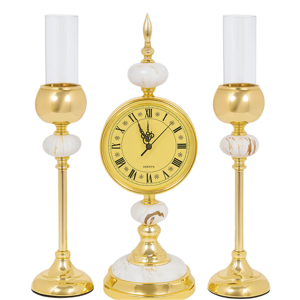 3-Piece Candle Holder & Clock Set