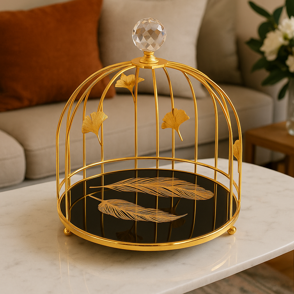 Golden Elegance Birdcage Tray