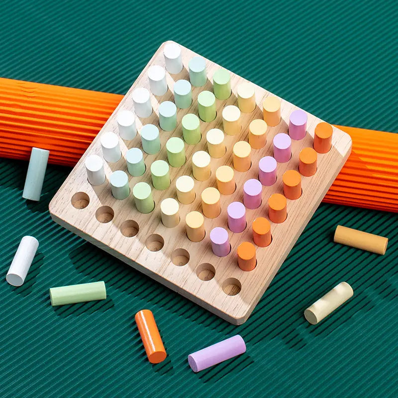 Wooden Color Sorting and Stacking Toy Set