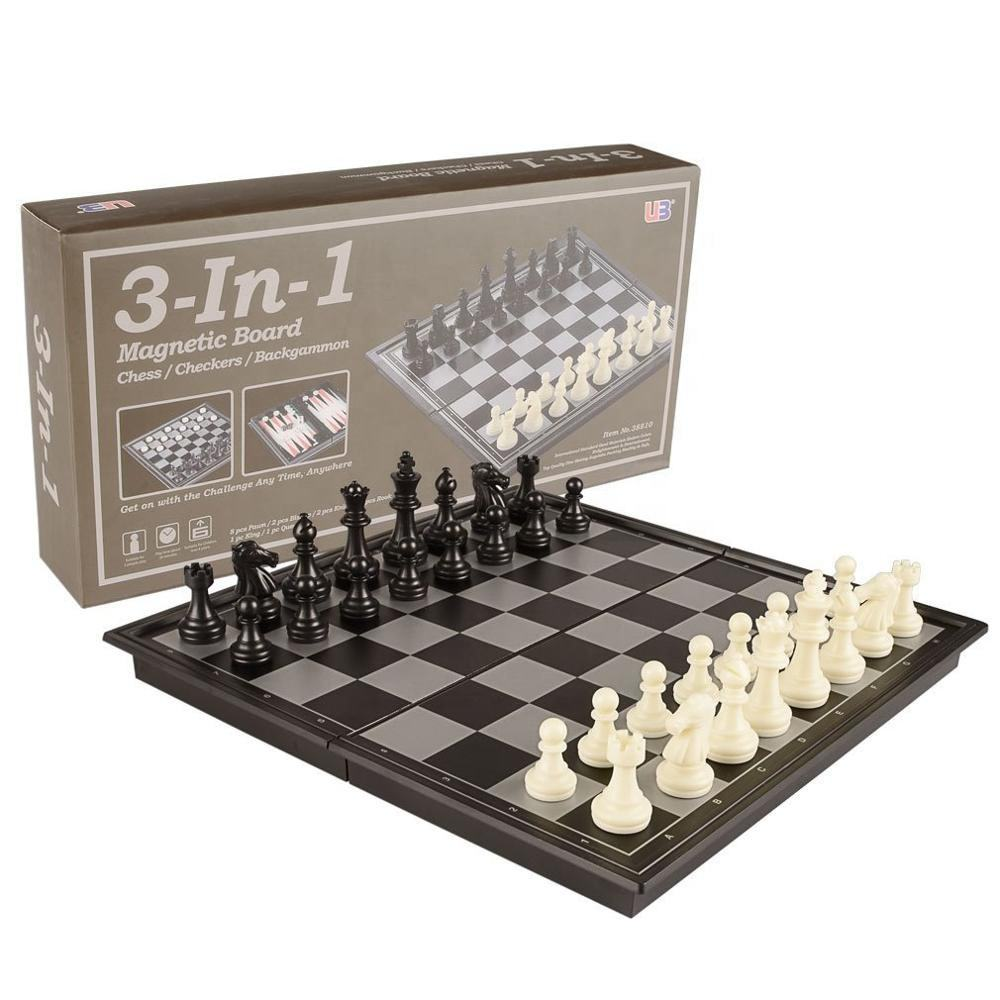 3 in 1 Magnetic Chess Set – Chess, Checkers & Backgammon