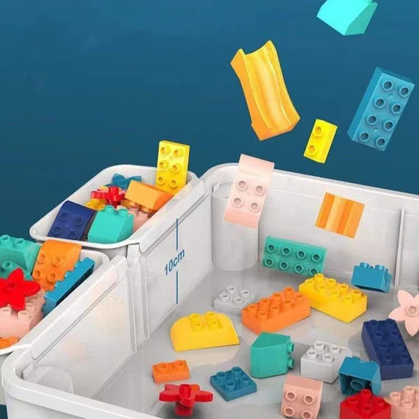 Kids Building Blocks Table with Chair & Learning Station