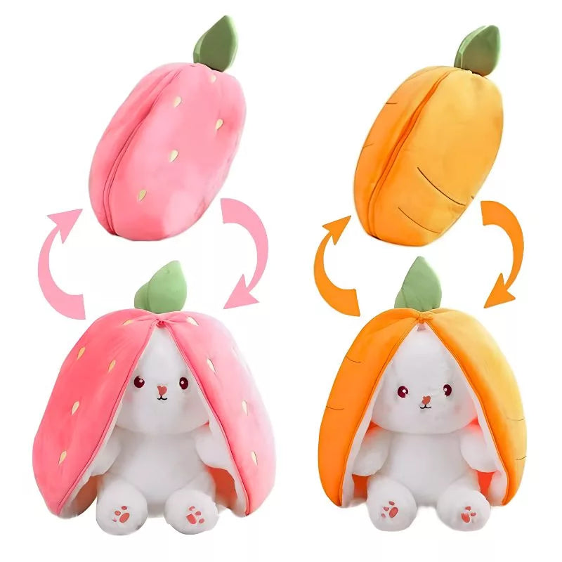 Transforming Strawberry Rabbit Doll - Adorable Plushie & Pillow