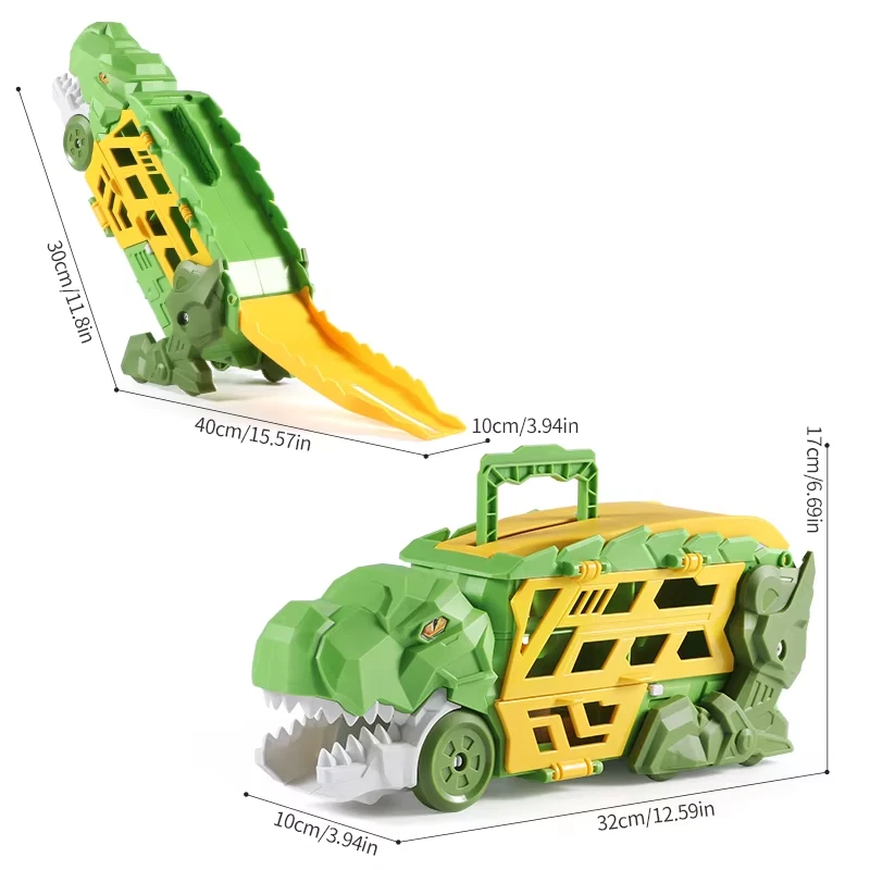 Dinosaur Truck Blue: Sliding Car Launcher & Transport Carrier Toy